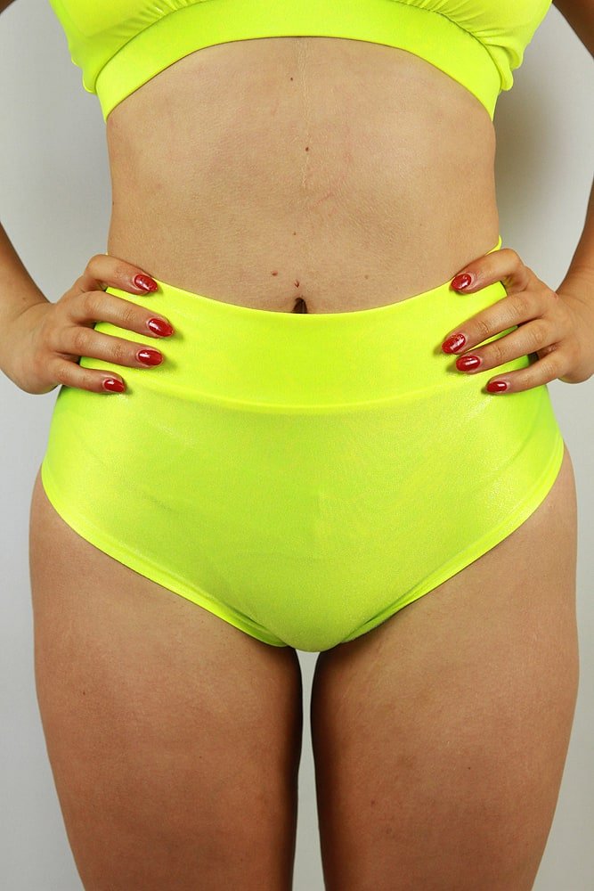 Tokyo Sparkle High Waisted Brazil Scrunchie Bum Shorts - Neon City | Pole Wear - high waisted brazil shorts - Velvet Door