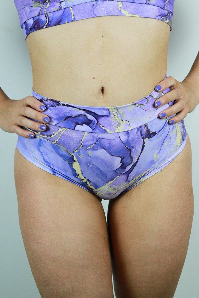 Tutti Frutti High Waisted Brazil Scrunchie Bum Shorts - Grape | Pole Wear - high waisted brazil shorts - Velvet Door