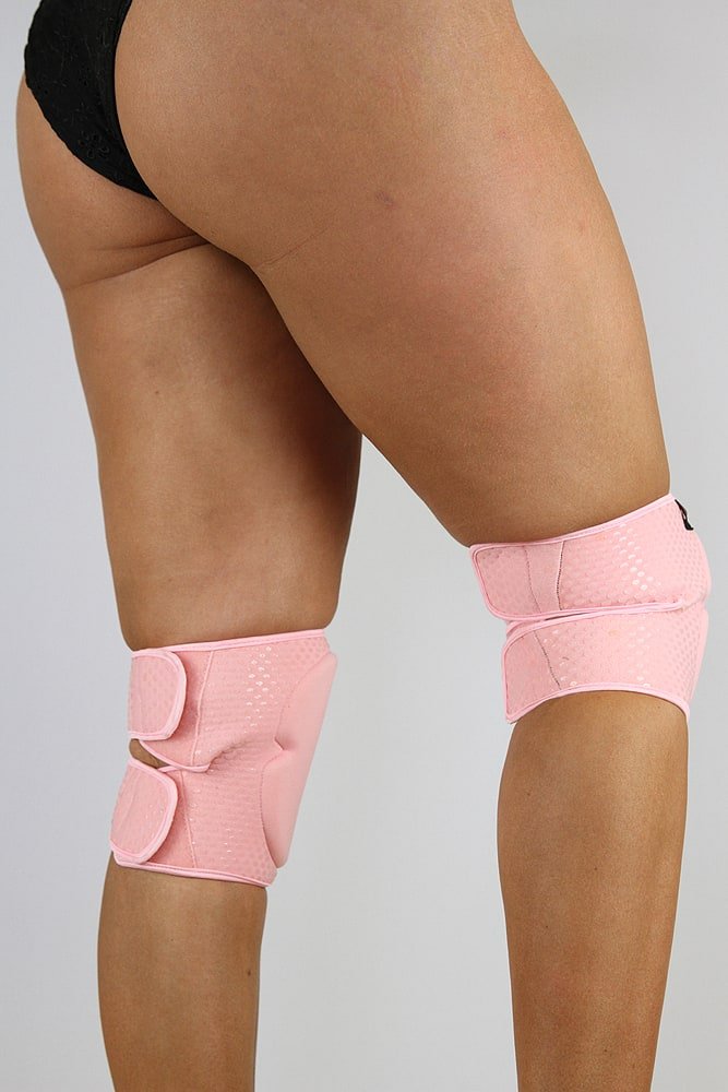 Velcro Grippy Dance Knee Pads - Baby Pink - Neoprene Gel Dot - For Pole & Dance - dance knee pads - Velvet Door