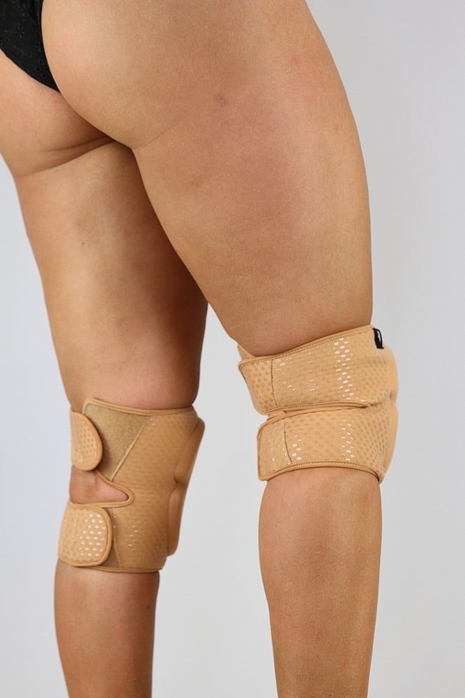 Velcro Grippy Dance Knee Pads - Beige - Neoprene Gel Dot - For Pole & Dance - dance knee pads - Velvet Door