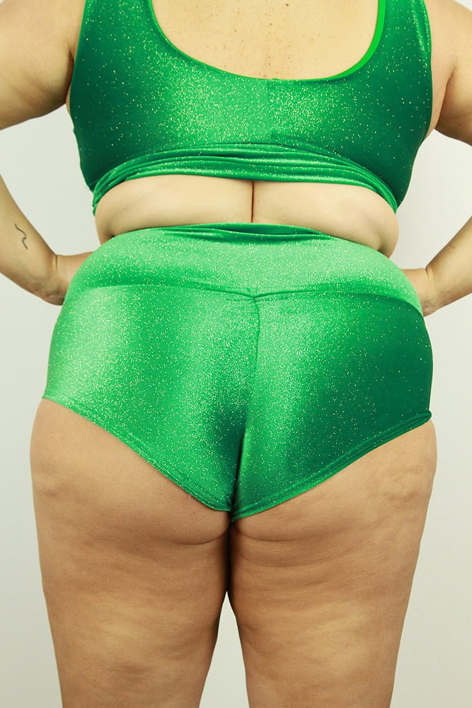 Velveteratti Forest High Waisted Brazil Scrunchie Bum Shorts - Plus Size | Pole Wear - high waisted brazil shorts - plus size - Velvet Door